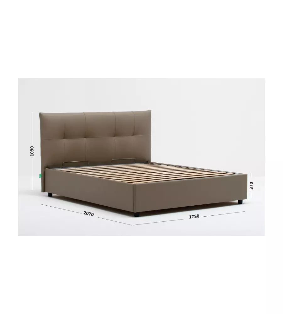 Letto matrimoniale 'easy' tortora con rete e contenitore, 160x190 cm